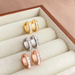 Flashy Zircon Hoop Vacuum Plated Titanium Steel Earrings