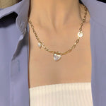 Pearl Love Pendant Simple Chain Necklace