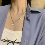 Pearl Love Pendant Simple Chain Necklace