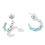 Women's Mint Turquoise Half Hoop Stud Earrings
