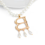Pearl Necklace Creative Sweater Chain Letter Pendant