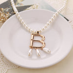 Fashion Pearl Necklace Creative Sweater Chain Letter Pendant