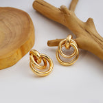 Fashion Geometry Pattern Stud Earrings Silver Needle Retro Hoop Earrings