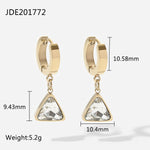 Triangular Zircon Drop Hoop Earrings