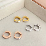 Flashy Zircon Hoop Vacuum Plated Titanium Steel Earrings