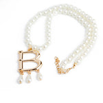 Pearl Necklace Creative Sweater Chain Letter Pendant