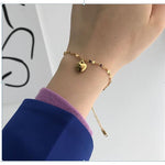 Simple Love Peach Heart Japanese Glittering Sequin Bracelet Jewelry Women