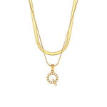 Women's Double-layer Chain Pearl Pendant Necklace