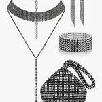 European And American Full Diamond Banquet Package Tassel Bracelet Earrings Necklace Set