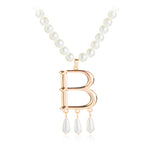 Pearl Necklace Creative Sweater Chain Letter Pendant