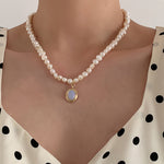 Pearl Clavicle Chain Jewelry Moonstone Pendant Necklace