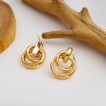 Fashion Geometry Pattern Stud Earrings Silver Needle Retro Hoop Earrings