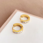 Flashy Zircon Hoop Vacuum Plated Titanium Steel Earrings