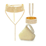 European And American Full Diamond Banquet Package Tassel Bracelet Earrings Necklace Set