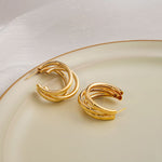 Fashion Geometry Pattern Stud Earrings Silver Needle Retro Hoop Earrings