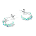 Women's Mint Turquoise Half Hoop Stud Earrings