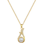 Necklace And Earrings Suite Light Luxury Full Diamond Pearl