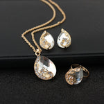 Geometric Gem Earrings Necklace Jewelry Suit