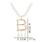 Pearl Necklace Creative Sweater Chain Letter Pendant