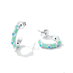 Women's Mint Turquoise Half Hoop Stud Earrings