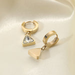 Triangular Zircon Drop Hoop Earrings