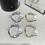 Exquisite Zircon Crystal Pearl High-End Round Hoop Earrings